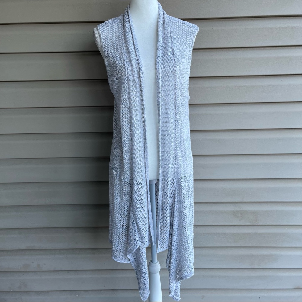 •CJ Banks• Light Oatmeal Waterfall Duster Cardigan Vest - Size 1X